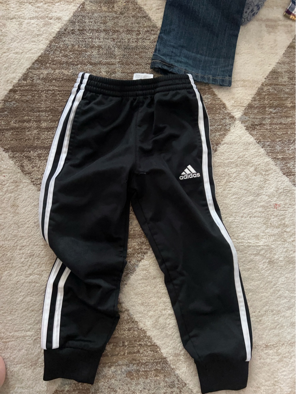 adidas Kids Black Joggers with White Side Stripes